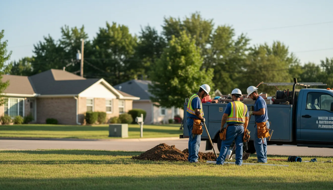 Residential water line and bathroom plumbing service in Hye, TX